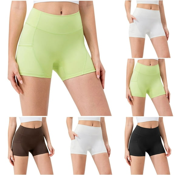 Olyvenn Women's Tummy Control Active Yoga Biker Shorts High Waisted Workout Gym Booty Shorts Athletic Running Short Pants Black M