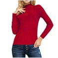 thumbnail image 1 of Olyvenn Women's Turtleneck Sweater Long Sleeve Ribbed Knit Fitted Pullover Sweaters Casual Fall Fashion Base Layer Basic Tops Red L, 1 of 6