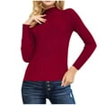 thumbnail image 1 of Olyvenn Women's Turtleneck Sweater Long Sleeve Ribbed Knit Fitted Pullover Sweaters Casual Fall Fashion Base Layer Basic Tops Wine XL, 1 of 6