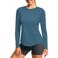thumbnail image 1 of Olyvenn Women's UPF 50+ Crew Neck Sun Protection Top, Long Sleeve, Solid Color, Breathable Fabric for Beach & Outdoor Activities Blue XXXL, 1 of 5