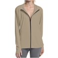 thumbnail image 1 of Olyvenn Women's UPF Sun Protection Shirts with Thumb Holes SPF Jacket UV Zip Up Hoodie Long Sleeve Summer Ice Silk Outdoor with Pockets Khaki XL, 1 of 9