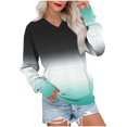 thumbnail image 1 of Olyvenn Women's V Neck Sweatshirts Tie Dye Gradient Long Sleeve Shirts Casual Fleece Pullover Fall Fashion Tops with Pocket Green L, 1 of 5