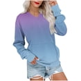 thumbnail image 1 of Olyvenn Women's V Neck Sweatshirts Tie Dye Gradient Long Sleeve Shirts Casual Fleece Pullover Fall Fashion Tops with Pocket Navy XL, 1 of 5