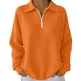 thumbnail image 1 of Olyvenn Women's Waffle Knit Top 1/4 Zip Pullover Textured Sweatshirt Long Sleeve Loose Fit Casual Waffle Tunic Tops Orange XL, 1 of 7