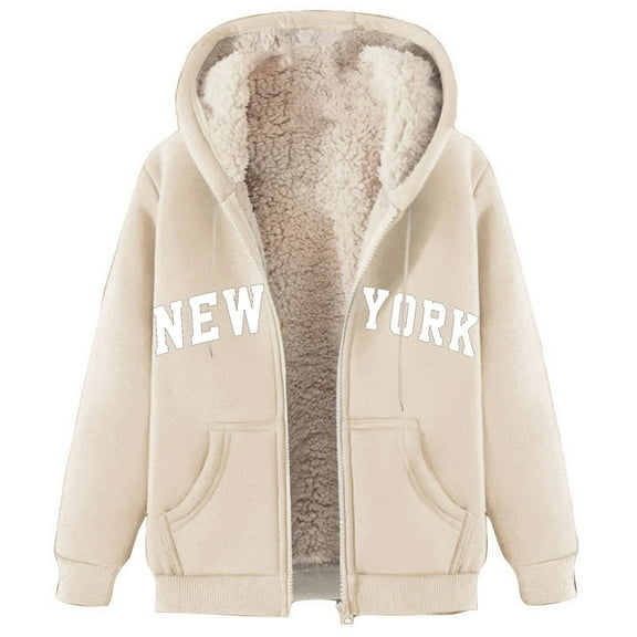 Olyvenn Women's Warm Fleece Lined Hooded Jacket Casual Long Tunic Stylish Sweatshirt Lightweight Soft Print Coat For Winter Spring Daily Party Wear Khaki L