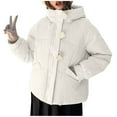thumbnail image 1 of Olyvenn Women's Winter Coat Warm Jacket with Hooded Thicken Coats Ladies Outerwear Oversized Cropped Quilted Puffer Jackets White XXL, 1 of 8