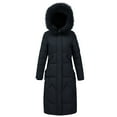 thumbnail image 1 of Olyvenn Women's Winter Puffer Coat Long Faux Fur Hooded Snow Jacket Thicken Thermal Down Outwear for Cold Freezing Weather Black XXL, 1 of 8