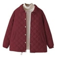 thumbnail image 1 of Olyvenn Women's Winter Quilted Puffer Jacket, Lapel Button Up Casual Warm Padded Down Coats Insulated Outerwear with Pockets Red XL, 1 of 5