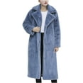 thumbnail image 1 of Olyvenn Women's Winter Warm Long Overcoat Faux Fur Coat Fluffy Plush Outerwear Mid-Length Thickened Warm Coat Solid Color Lapel Long Sleeve Overcoat Blue 4, 1 of 6