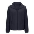 thumbnail image 1 of Olyvenn Women's Zip Up Fleece Jacket, Long Sleeve Warm Soft Polar Lightweight Coat with Pockets Fall Winter Outfits Dark Blue M, 1 of 7
