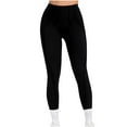 thumbnail image 1 of Olyvenn Womens Butt Lifting Leggings Tummy Control Exposed Lined Seams Yoga Pants Comfy High Waisted Workout Gym Compression Black 12-14, 1 of 4