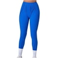 thumbnail image 1 of Olyvenn Womens Butt Lifting Leggings Tummy Control Exposed Lined Seams Yoga Pants Comfy High Waisted Workout Gym Compression Blue 8-10, 1 of 4