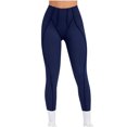 thumbnail image 1 of Olyvenn Womens Butt Lifting Leggings Tummy Control Exposed Lined Seams Yoga Pants Comfy High Waisted Workout Gym Compression Navy 4-6, 1 of 4
