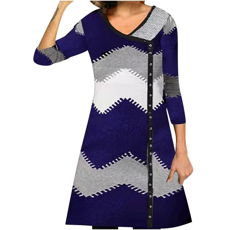 Olyvenn Womens Button Down Tunic Warm Dress Slim Fit Hide Belly