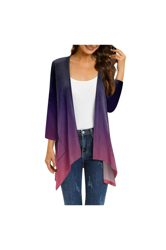 Womens Cardigan Work Office Fashion V Neck Womens Suit Comfy Flowy Wrap Shawl Tops Casual Wedding Blazer Set Long Sleeve Jackets Gradian Color Slim Fit Business Black 4