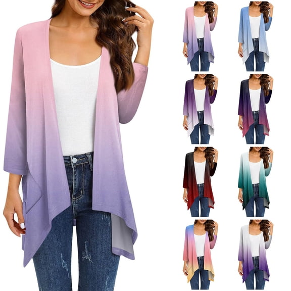 Olyvenn Womens Cardigan Work Office Fashion V Neck Womens Suit Comfy Flowy Wrap Shawl Tops Casual Wedding Blazer Set Long Sleeve Jackets Gradian Color Slim Fit Business Black 14