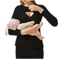 thumbnail image 1 of Olyvenn Womens Cotton Nursing Tops Plus Size Long Sleeves Crew Neck Maternity Shirts Solid Color Comfy and Soft Tunic Blouse Black 8, 1 of 4