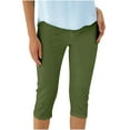 thumbnail image 1 of Olyvenn Womens Cropped Yoga Capris Crop Leggings Pants Office Work Going Out Party Leggings Slim Fit Fashion Casual Cropped Pant Green XXL, 1 of 6