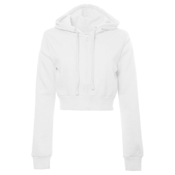 Olyvenn Womens Cropped Zip up Hoodie Women Crop Cardigan Lightweight Jacket Hooded Sweatshirts Casual Hoodies for Teen Girls White M