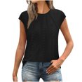 thumbnail image 1 of Olyvenn Womens Eyelet Tops Short Sleeve Shirts Blouses for Women Dressy Casual Cap Sleeve Tops with Curved Hem Black XXL, 1 of 9