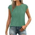 thumbnail image 1 of Olyvenn Womens Eyelet Tops Short Sleeve Shirts Blouses for Women Dressy Casual Cap Sleeve Tops with Curved Hem Green L, 1 of 9