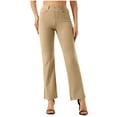 thumbnail image 1 of Olyvenn Womens Flare Jeans High Waisted Wide Leg Baggy Jean for Women Stretch Yoga Denim Pants Office Workwear Straight Leg Pants Khaki 4-6, 1 of 8