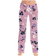thumbnail image 1 of Olyvenn Womens Floral Pajama Pants Printed Holiday Elastic Waist Lounge Pants Spring Wide Leg Comfy Long Pj Pants Multicolor 20-22, 1 of 6