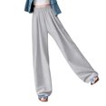 thumbnail image 1 of Olyvenn Womens Flowy Wide Leg Beach Trousers Business Work Casual Pants High Waist Solid Lightweight Pants Summer Trendy Clothes 2025 Khaki M, 1 of 9