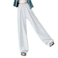 thumbnail image 1 of Olyvenn Womens Flowy Wide Leg Beach Trousers Business Work Casual Pants High Waist Solid Lightweight Pants Summer Trendy Clothes 2025 White XL, 1 of 9