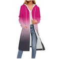 thumbnail image 1 of Olyvenn Womens Gradient Fall Fashion Jacket Tie Dye Long Trench Coat Cotton Fleece Warm Hoodies Jackets Outwear Hot Pink L, 1 of 5