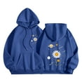 thumbnail image 1 of Olyvenn Womens Graphic Hoodies Cute Flower Print Long Sleeve Hooded Preppy Y2k Aesthetic Sweatshirts Fall Oversized Pullover Blue M, 1 of 5