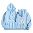thumbnail image 1 of Olyvenn Womens Graphic Hoodies Cute Flower Print Long Sleeve Hooded Preppy Y2k Aesthetic Sweatshirts Fall Oversized Pullover Light Blue L, 1 of 5