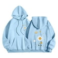 thumbnail image 1 of Olyvenn Womens Graphic Hoodies Cute Flower Print Long Sleeve Hooded Preppy Y2k Aesthetic Sweatshirts Fall Oversized Pullover Light Blue XXL, 1 of 5