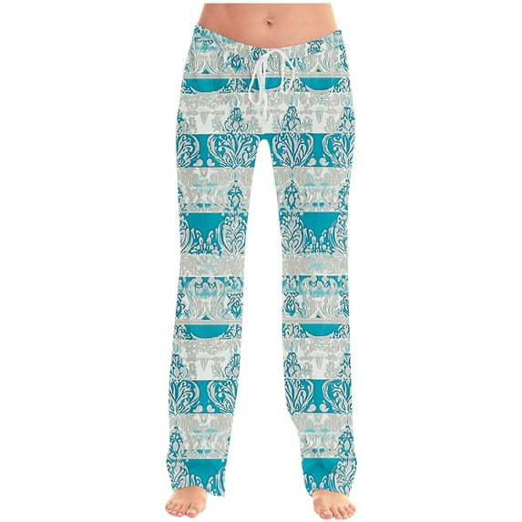 Olyvenn Womens High Waisted Drawstring Sweatpants Fashion Floral Print Baggy Joggers with Pockets Casual Wide Leg Pants Multicolor 20-22