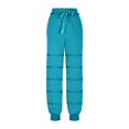 thumbnail image 1 of Olyvenn Womens High Waisted Elastic Drawstring Pants Striped Bundle Foot Trousers Spring and Fall Joggy Athletic Sweatpants Blue S, 1 of 3