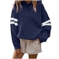 thumbnail image 1 of Olyvenn Womens Hooded Pullover Sweatshirts Fall Fashion Varsity Striped Long Sleeve Drop Shoulder Oversized Sweat Tops Blue S, 1 of 3