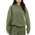 thumbnail image 1 of Olyvenn Womens Hoodie with Kangaroo Pouch Hidden Zipper Pockets Lightweight Oversized Fleece Athletic Sweatshirts Army Green L, 1 of 9