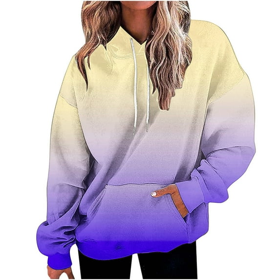 Olyvenn Womens Hoodies Trendy 2025 Casual Hooded Fashion Sweatshirts Comfy Oversized Hiking Tops Winter Fall Y2K Outfits Yellow L