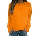 thumbnail image 1 of Olyvenn Womens Hoodless Tunic Tops Graphic Sweatshirts Crew Neck Sweatshirts Casual Outwear Comfy Party Dressy Blouse Workout Raglan Sleeve Long Sleeve Tops Elegant Solid Tees Trending Orange 6, 1 of 4