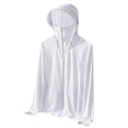 thumbnail image 1 of Olyvenn Womens Integrated Face Cover Sun Protection Jacket Full Zip Thumb Hole Sleeve Mesh Breathable Cropped Fit for Cycling Lakeside Fishing White XXL, 1 of 4