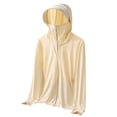thumbnail image 1 of Olyvenn Womens Integrated Face Cover Sun Protection Jacket Full Zip Thumb Hole Sleeve Mesh Breathable Cropped Fit for Cycling Lakeside Fishing Yellow XXXXXL, 1 of 3