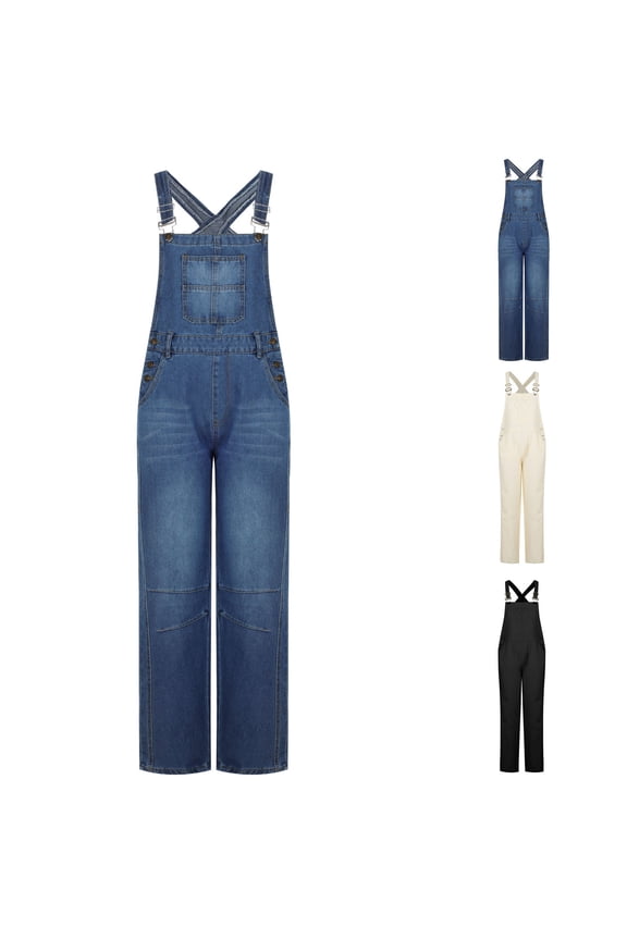 Womens Jean Overalls Loose Fit Adjustable Strap Denim Jumpsuits Rompers Bib Overall 2025 Spring Fashion Work Outfits Beige XL