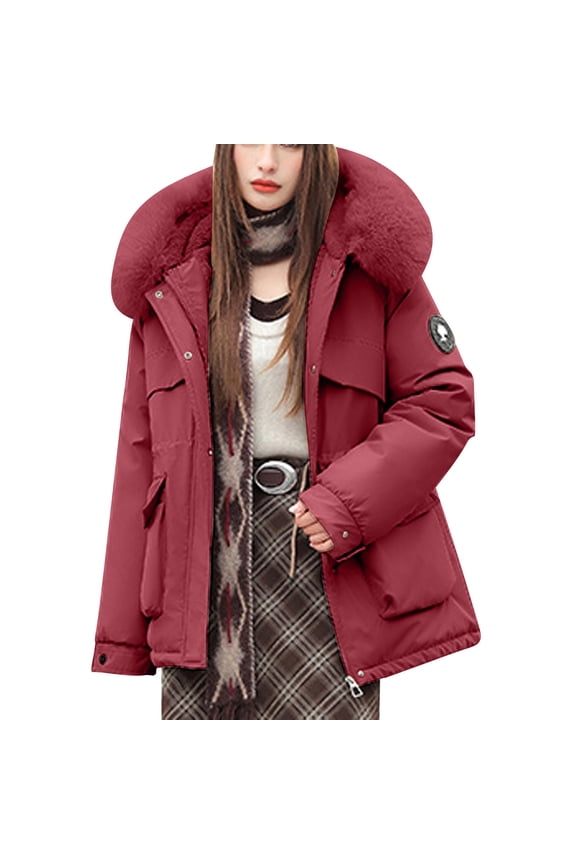 Womens Lapel Long Faux Fur Maxi Coat Open Front Side Pockets Straight Relaxed Fit for Evening Party Formal Occasion Red M