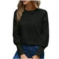 thumbnail image 1 of Olyvenn Womens Long Sleeve Shirts Lace Top Dressy Business Casual Blouses Spring Fashion Outfits Clothes Waffle Puff Sleeve Tops Black 6, 1 of 9
