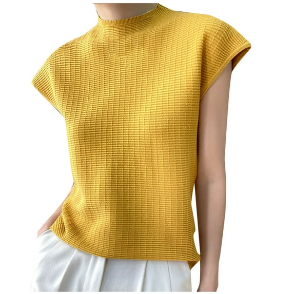 Olyvenn Womens Mock Neck Short Sleeve Rib Knit Summer Tops Dressy Blouse Tee Fitted Shirts Elegant Casual Going Out Blouse Orange XXL