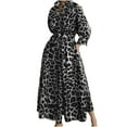 thumbnail image 1 of Olyvenn Womens Oversized Loose Hem Dress Ankle Shirt Dress Leopard Graphic House Dress Lapel V Neck Blouse Work Office Bandage High Waist Smocked Wide Long Sleeve Prom Dress Fashion Gray 14, 1 of 5