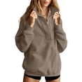 thumbnail image 1 of Olyvenn Womens Oversized Sweatshirt Long Sleeve Henley Pullover Tops 2025 Fall Casual Button Loose Fit Teens Fashion Outfits Khaki XXL, 1 of 8