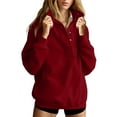 thumbnail image 1 of Olyvenn Womens Oversized Sweatshirt Long Sleeve Henley Pullover Tops 2025 Fall Casual Button Loose Fit Teens Fashion Outfits Wine XXXXL, 1 of 8