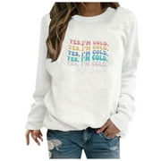 Olyvenn Womens Oversized Thin Sweatshirts Patchwork Raglan Long Sleeve Pullover YES, Cold me 24:7 Tees Fashion Winter Warm Boat Neck Fall Tops Relaxed Comfy Loose Fit Casual Blouse White 4