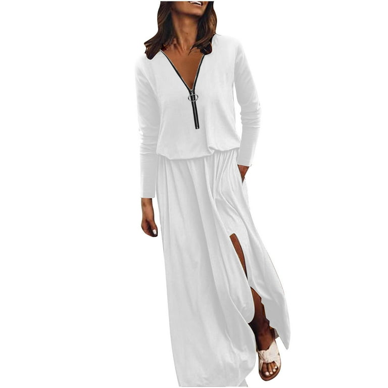 Casual Patchwork Ruffle Zipper Turtleneck A Line Dresses Casual Patchwork Ruffle Zipper Turtleneck A Line Dresses